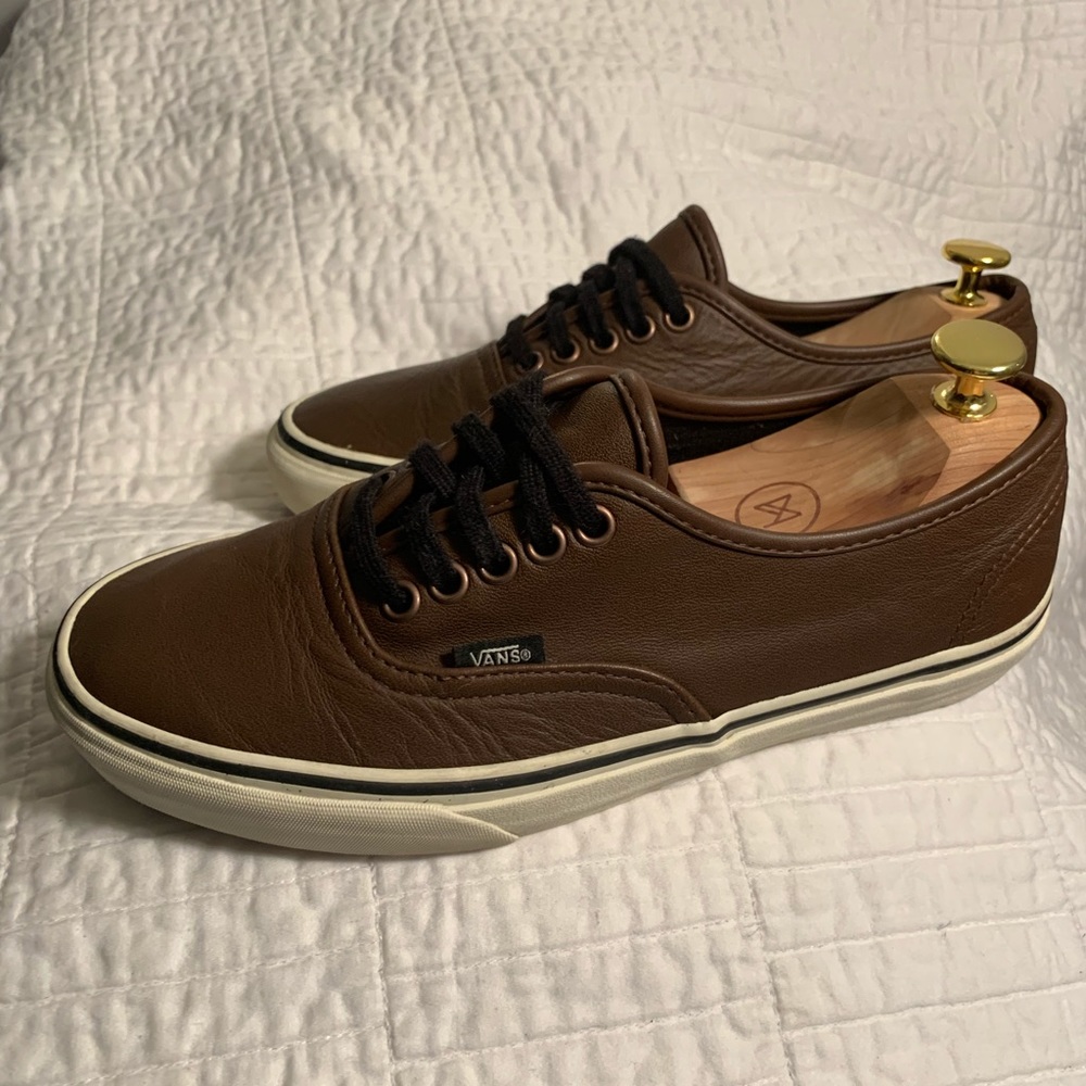 Vans Brown Leather Authentic Shoes Sneakers